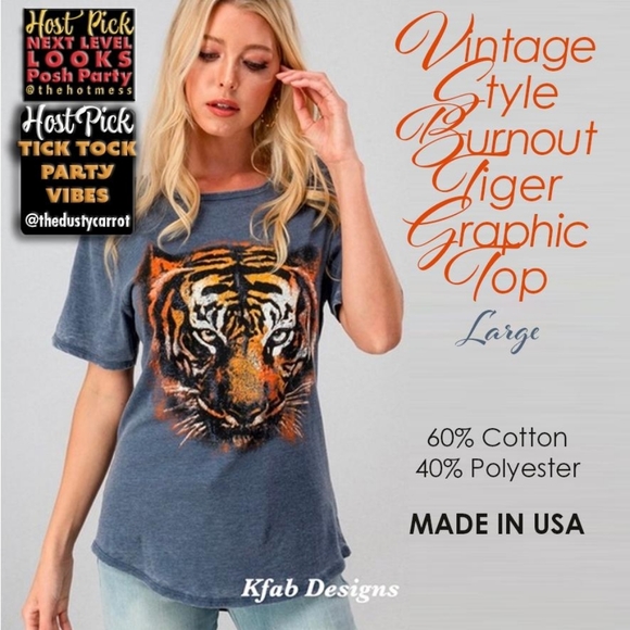 KFab Designs Tops - Graphic Tiger Tee 2× HOST PICK